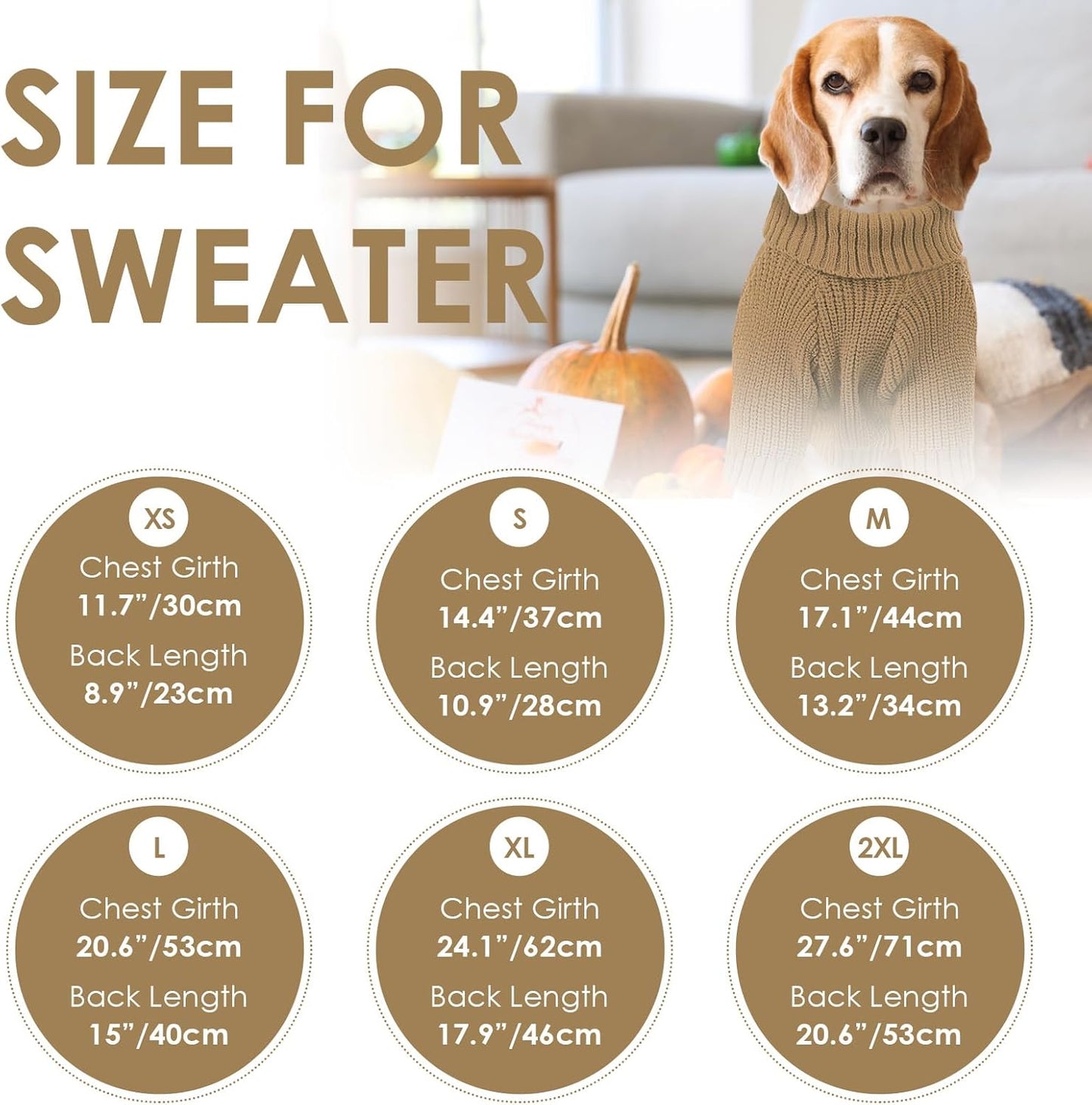 Cozy Turtleneck Sweater for Small Dogs - Perfect for Winter Holidays, Knitted Pullover for Pugs & Dachshunds, Size S, Camel