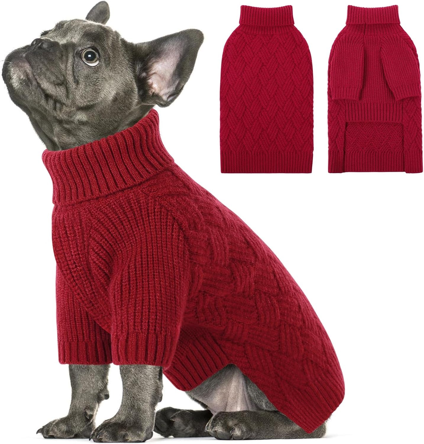 Cozy Turtleneck Sweater for Small Dogs - Perfect for Winter Holidays, Knitted Pullover for Pugs & Dachshunds, Size S, Camel