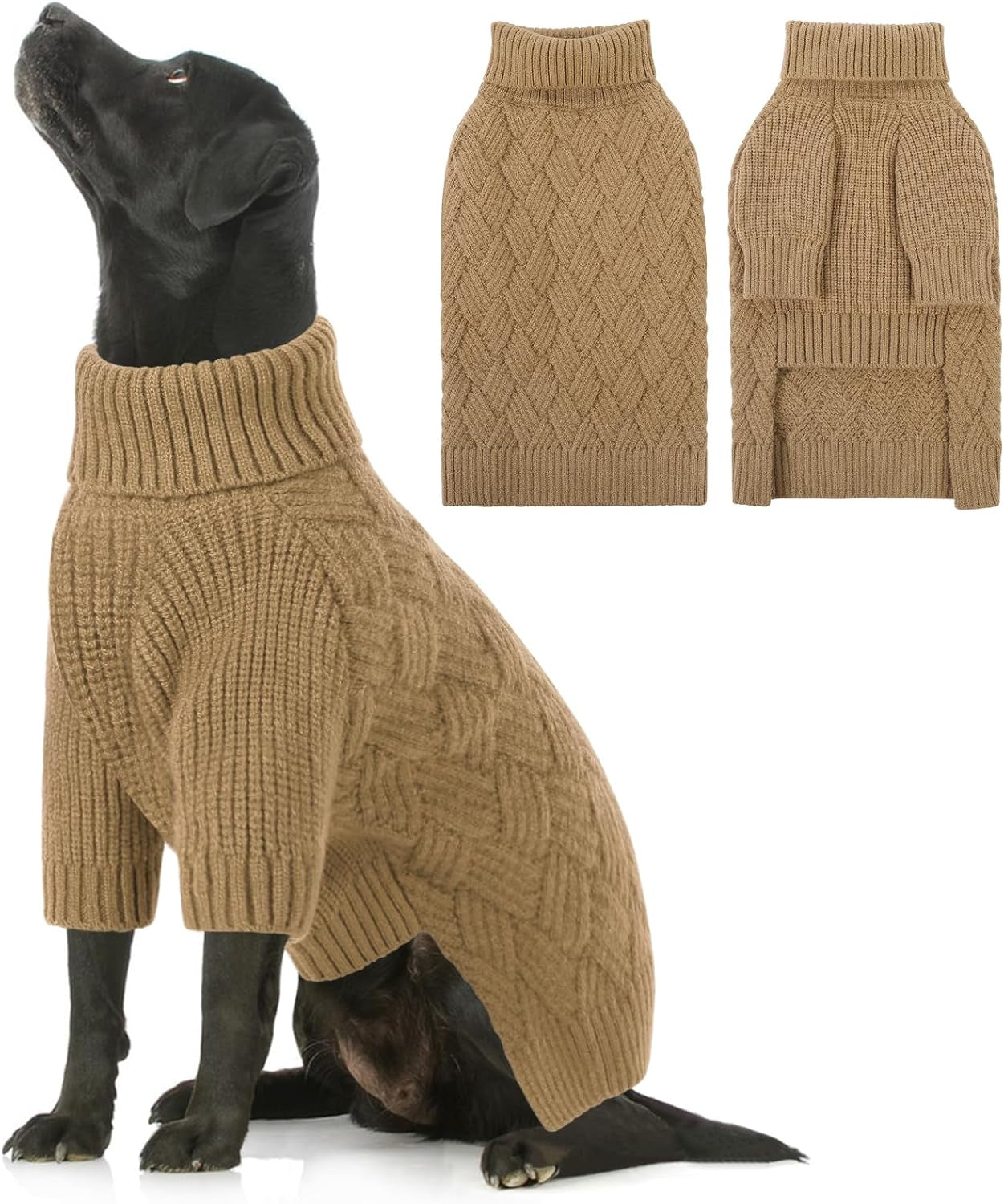 Cozy Turtleneck Sweater for Small Dogs - Perfect for Winter Holidays, Knitted Pullover for Pugs & Dachshunds, Size S, Camel