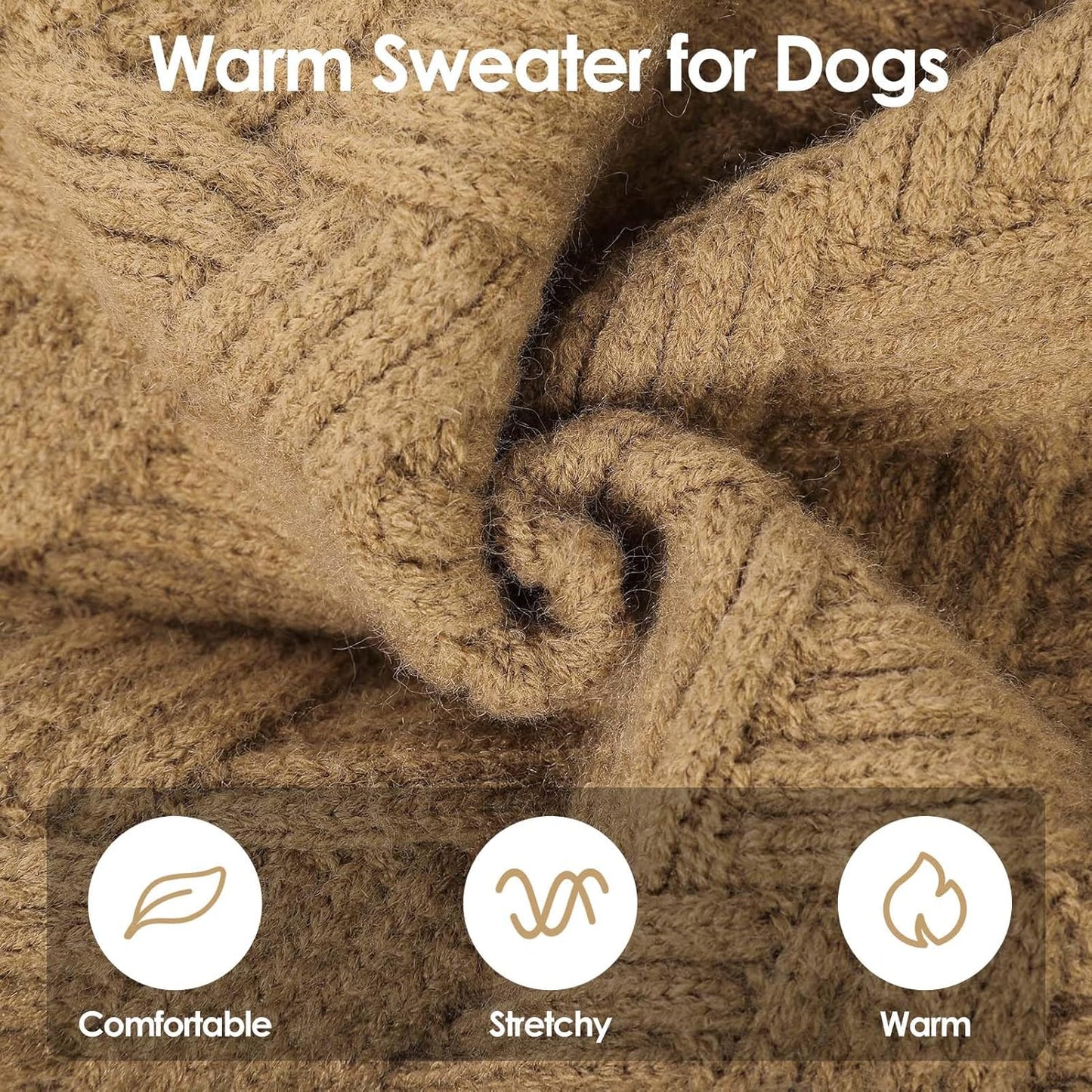 Cozy Turtleneck Sweater for Small Dogs - Perfect for Winter Holidays, Knitted Pullover for Pugs & Dachshunds, Size S, Camel