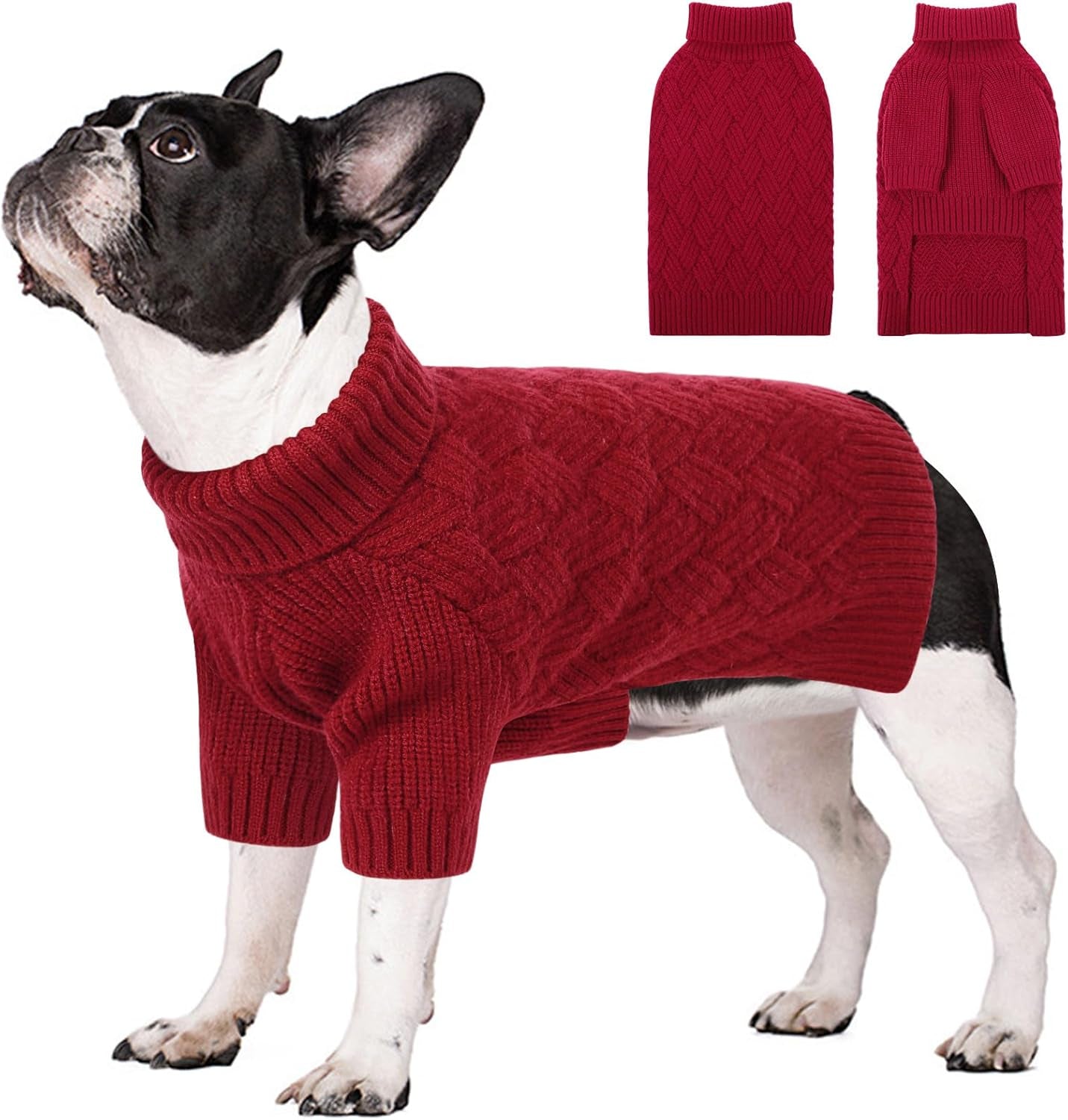 Cozy Turtleneck Sweater for Small Dogs - Perfect for Winter Holidays, Knitted Pullover for Pugs & Dachshunds, Size S, Camel